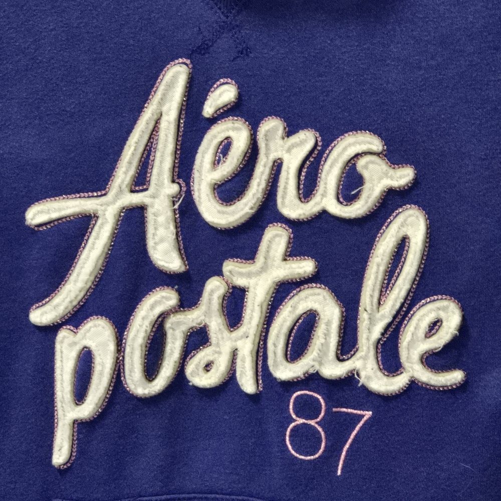 Aeropostale Blue Sweatshirt with Cream Logo Women's Vintage 80's Juniors Size M